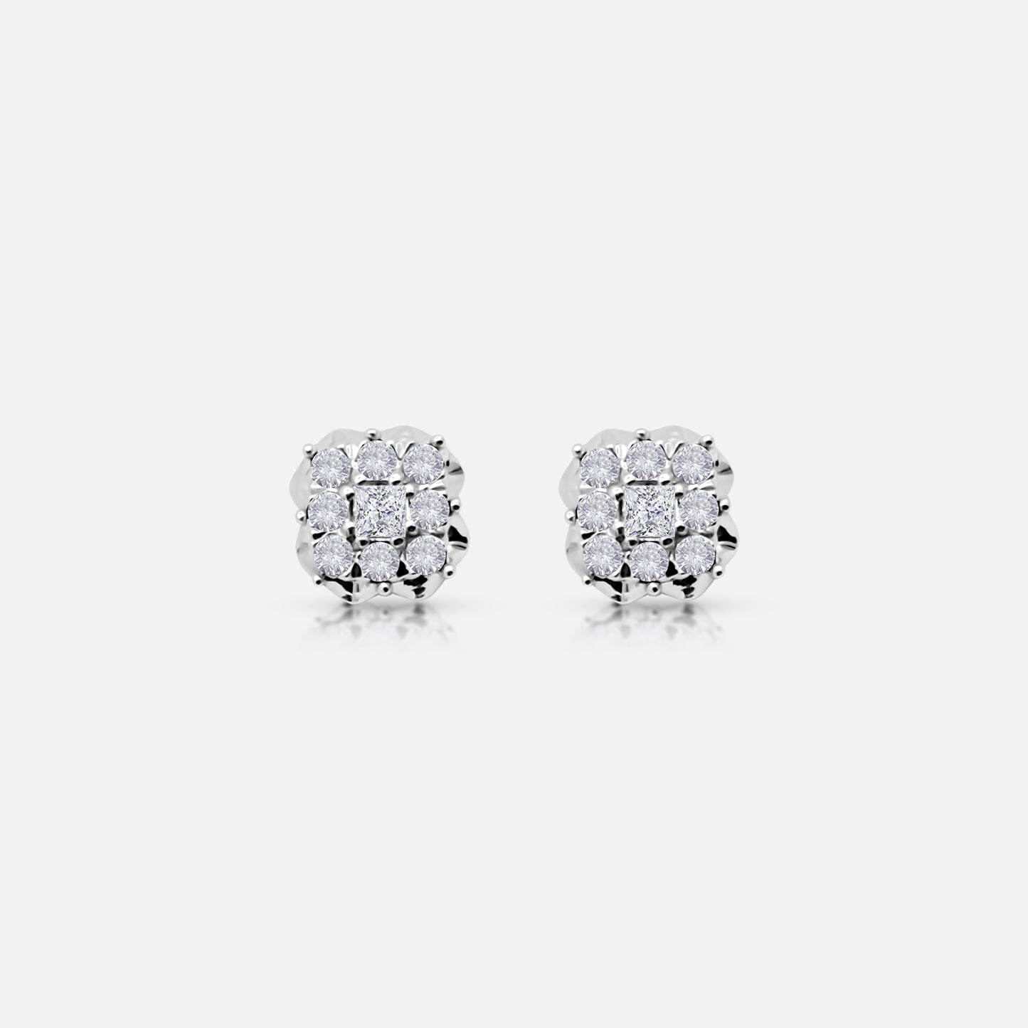 White Gold Cluster Studs .25ct TW