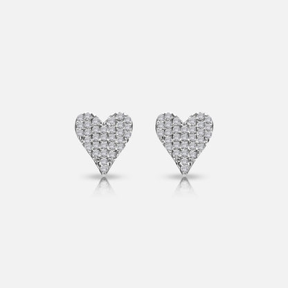 White Gold Heart Studs with 0.15ct Total Weight Diamonds