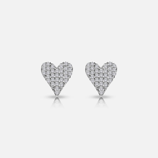 White Gold Heart Studs with 0.15ct Total Weight Diamonds