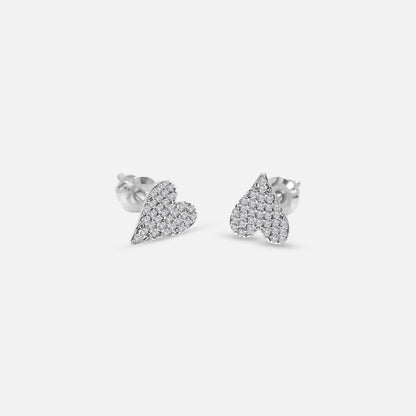 White Gold Heart Studs with 0.15ct Total Weight Diamonds