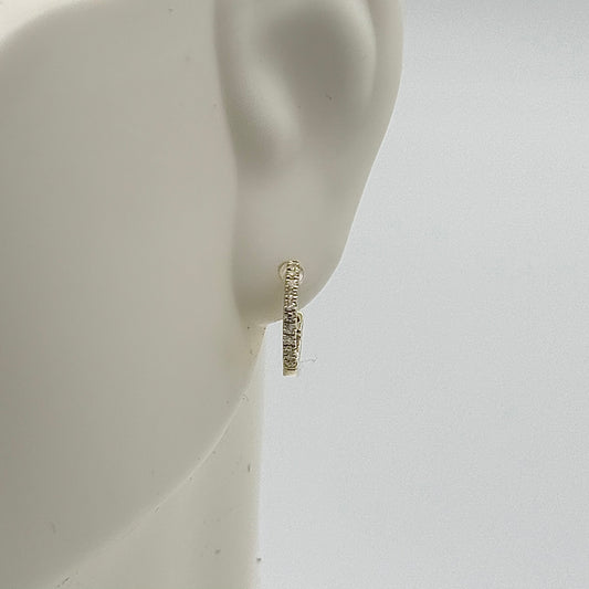 Small Yellow Gold Hoop Earrings with 0.08ct Total Weight Diamonds