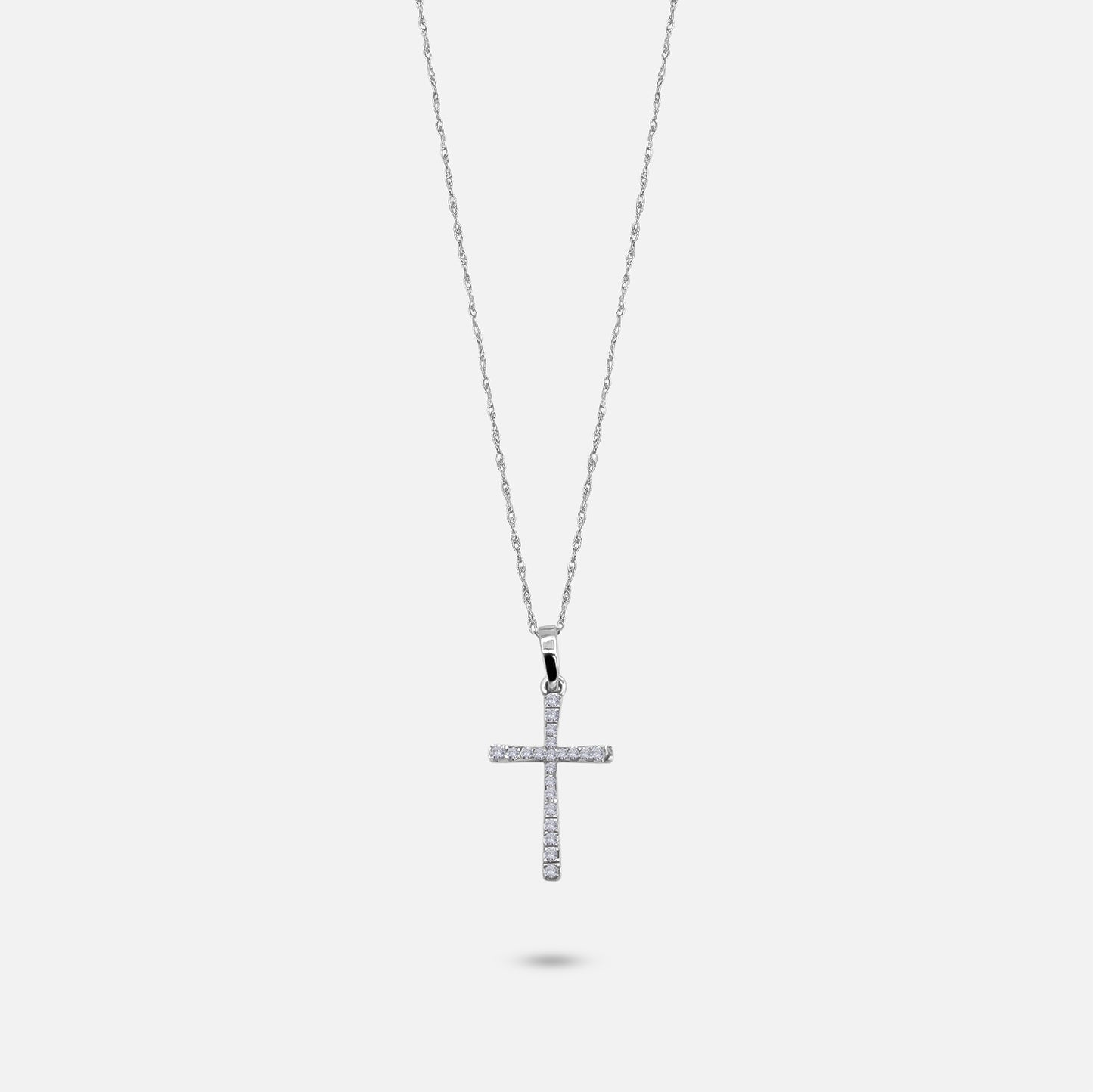 White Gold Diamond Cross with Chain – 0.20ct Total Diamond Weight