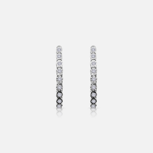 Yellow Gold Medium Diamond hoops with .25ct tw