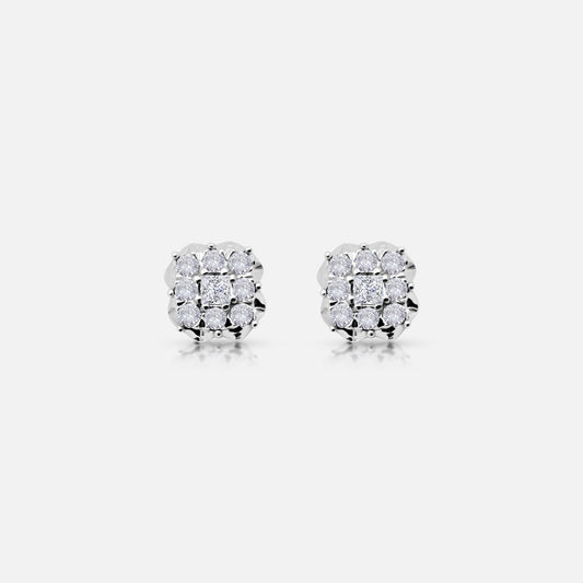 White Gold Cluster Studs .25ct TW