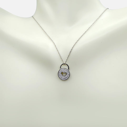 White Gold Round heart cutout Charm .10ct TW with chain included