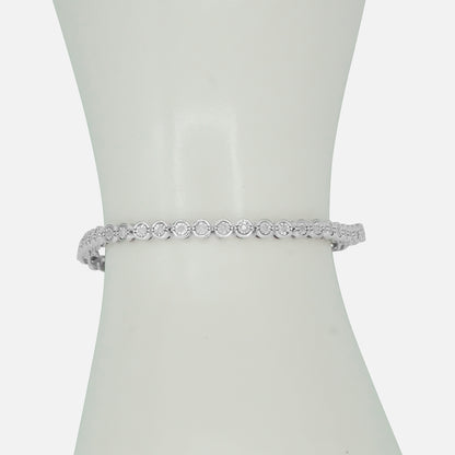 Round Genuine Diamond Tennis Bracelet in silver with 14K White Flash Plating