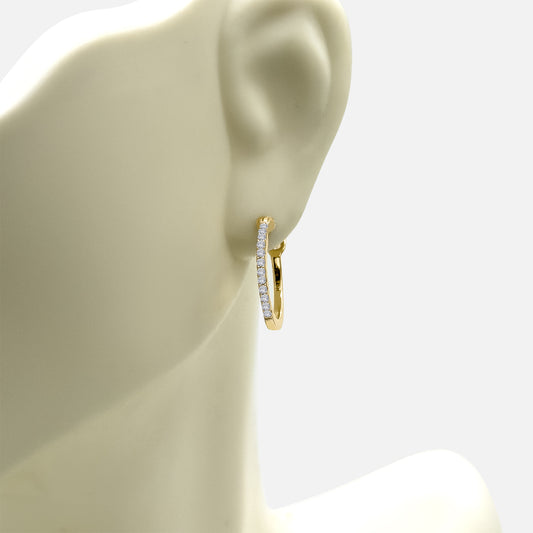 Medium Yellow Gold Hoop Earrings with 0.15ct Total Diamond Weight