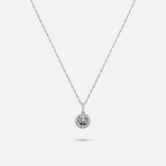 Round Diamond Pendant in White Gold with Chain – 0.25ct Total Diamond Weight